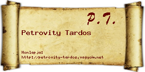 Petrovity Tardos névjegykártya